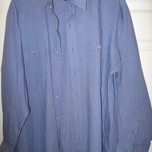 Fox Special Edition Blue/White Fine Checked Button Front Shirt Men's 16 1/2